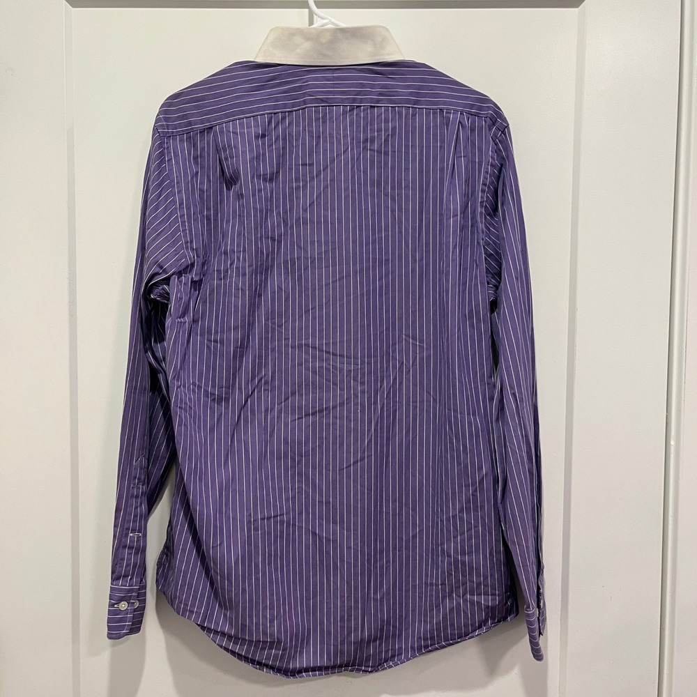 Polo Ralph Lauren Mens Regent Custom Fit Purple Striped Shirt 16 34/35 Contrast
